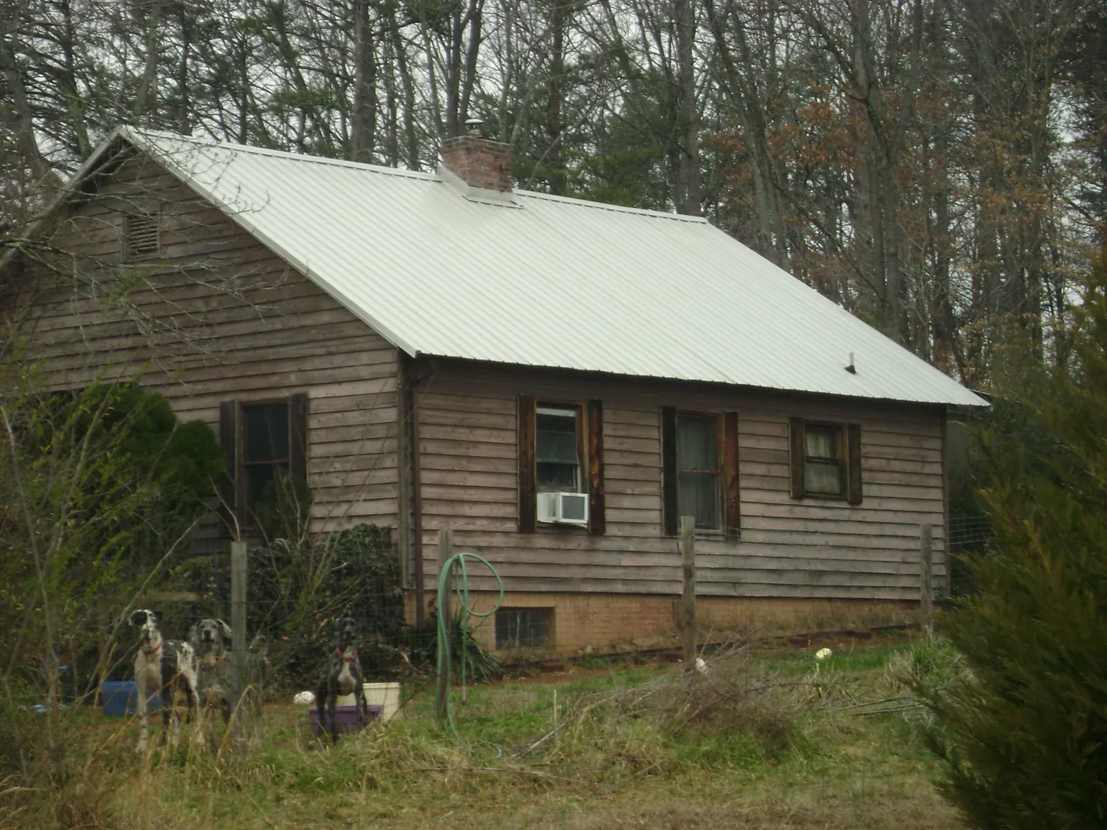 White metal roof on an old wood sided farmhouse, from a Metal Roof Installation job in Round Lake